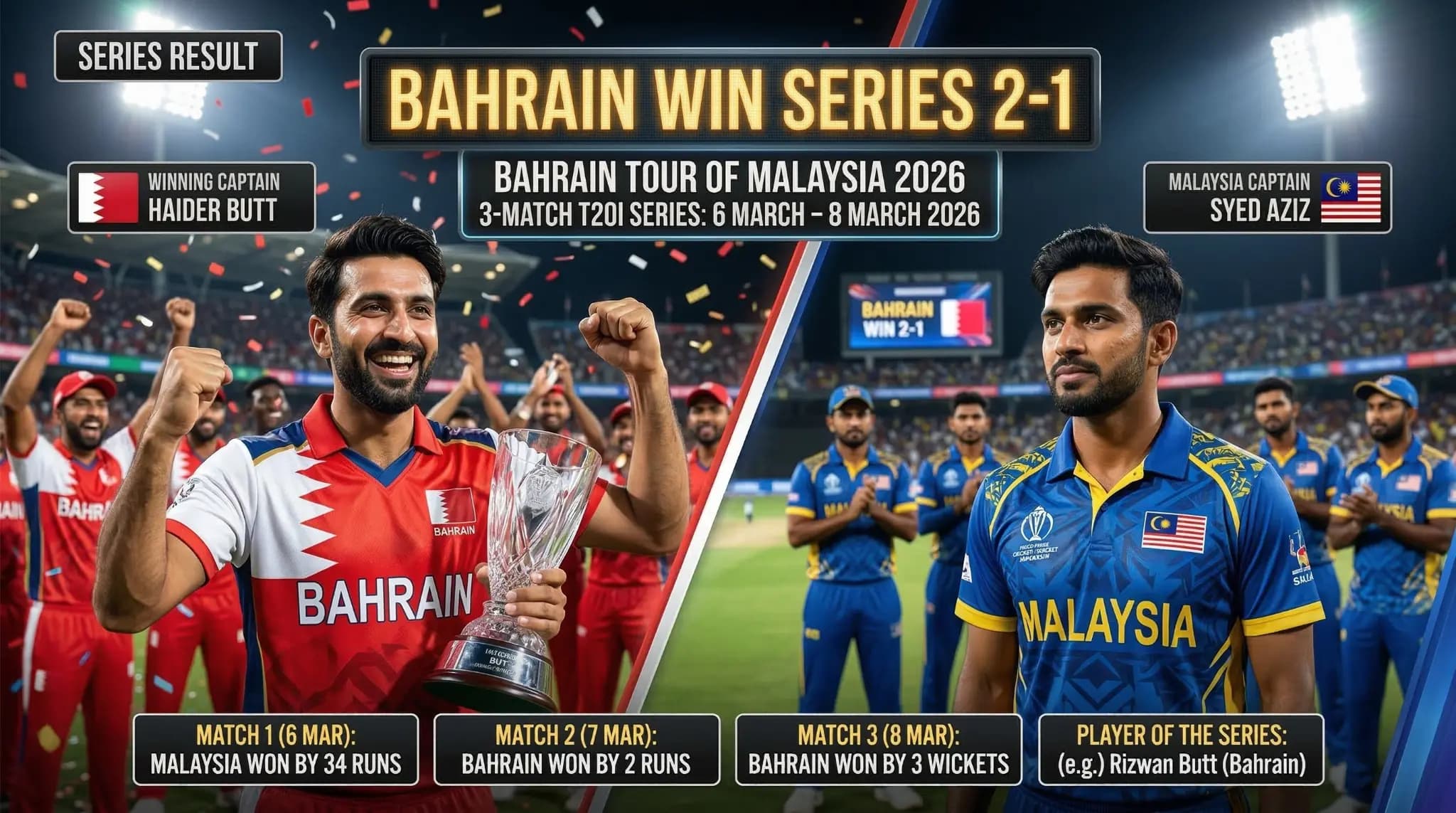 Bahrain Clinch Historic T20I Series Win Against Malaysia in Thrilling Decider